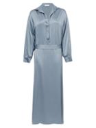 Matchesfashion.com Asceno - The Porto Silk-satin Midi Shirt Dress - Womens - Grey
