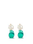 Completedworks - Pearl, Resin And 14kt Gold-vermeil Drop Earrings - Womens - Green