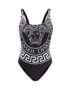 Ladies Beachwear Versace - Medusa-print Scoop-neck Swimsuit - Womens - Black Multi