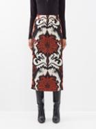 Johanna Ortiz - Winter Dalliance Palm-jacquard Wool-blend Skirt - Womens - Black Multi