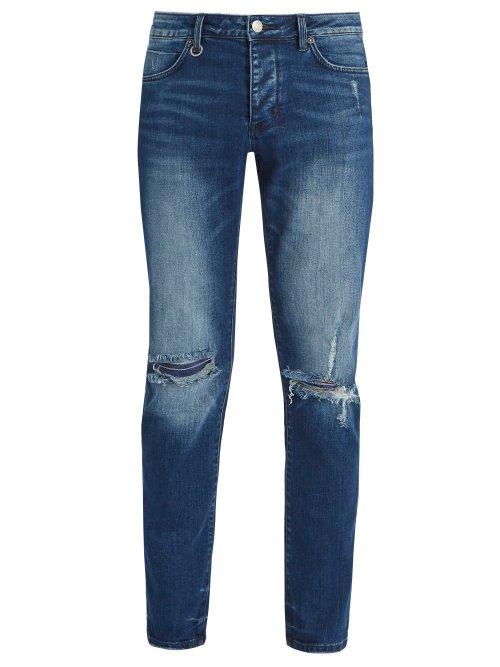Matchesfashion.com Neuw - Iggy Ripped Knee Slim Leg Denim Jeans - Mens - Blue