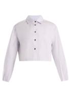 Matchesfashion.com Khaite - Isadora Point Collar Cropped Cotton Shirt - Womens - Light Purple