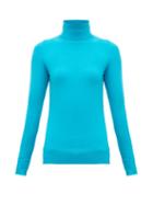 Matchesfashion.com Joostricot - Roll-neck Cotton-blend Reachskin Sweater - Womens - Blue