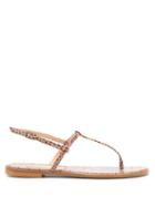 Matchesfashion.com Avec Modration - St. Lucia T-bar Crocodile-effect Leather Sandals - Womens - Beige