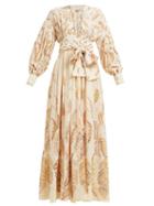 Matchesfashion.com Three Graces London - X Zandra Rhodes Francile Silk Wrap Dress - Womens - Cream Multi
