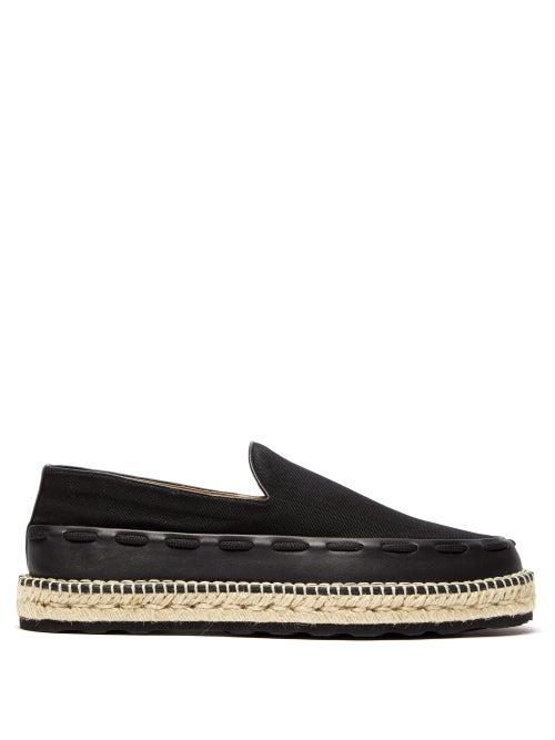 Matchesfashion.com Bottega Veneta - Leather Trimmed Canvas Espadrilles - Mens - Black