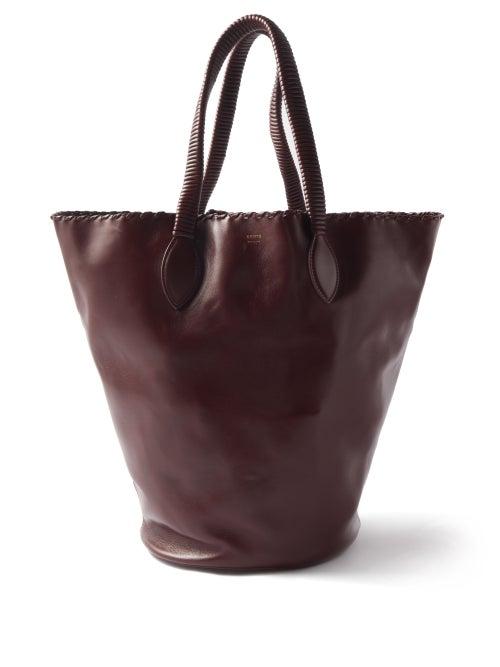 Khaite - Osa Whipstitched Leather Tote Bag - Womens - Burgundy