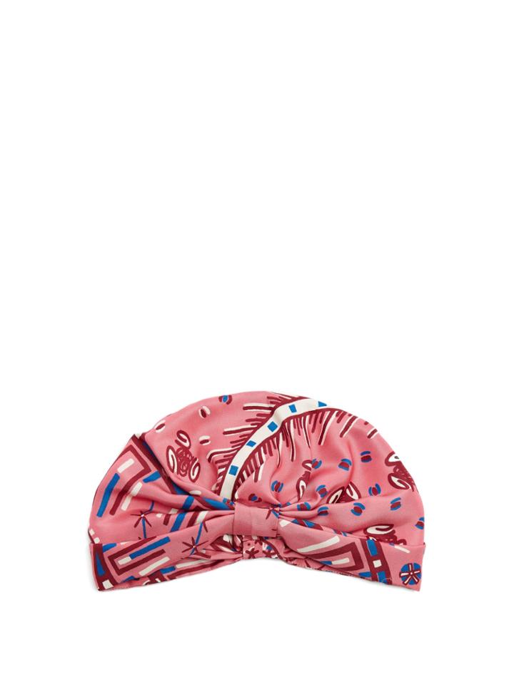 Valentino Abstract-print Silk-satin Turban Hat