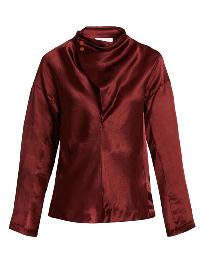 Toga Asymmetric Cowl-neck Satin Top