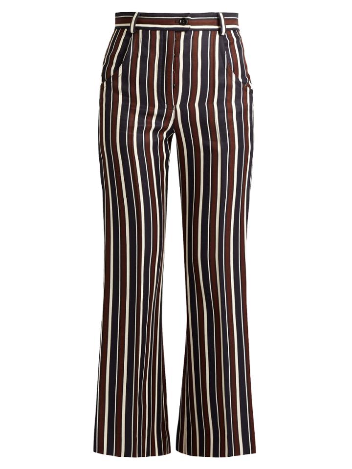 Nina Ricci High-rise Striped Wool And Silk-blend Trousers