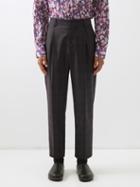 Isabel Marant - Niounikos Check Pleated Cropped Wool Trousers - Mens - Navy