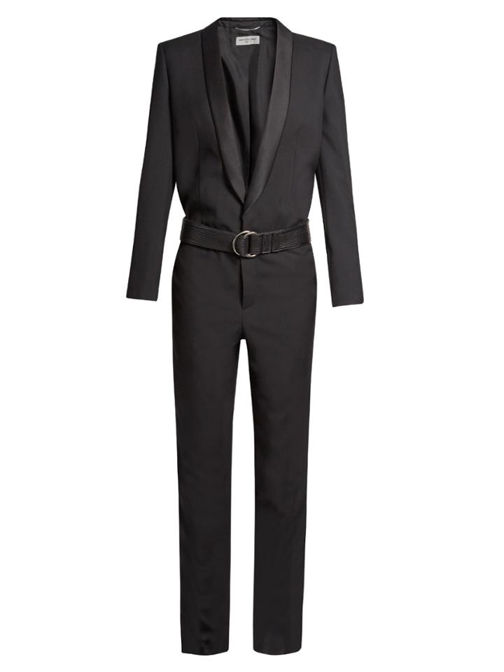 Saint Laurent Deep V-neck Tuxedo Jumpsuit
