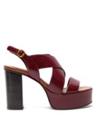 Matchesfashion.com See By Chlo - Snake-effect Leather Platform Sandals - Womens - Burgundy