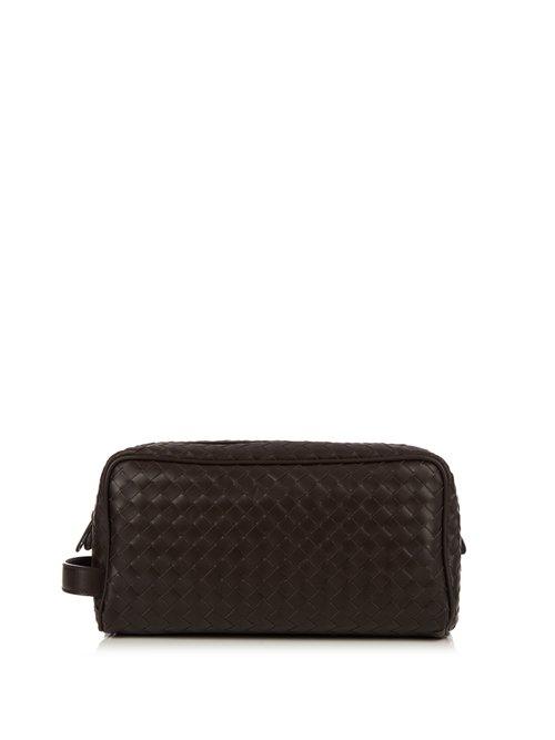 Matchesfashion.com Bottega Veneta - Intrecciato Leather Wash Bag - Mens - Brown