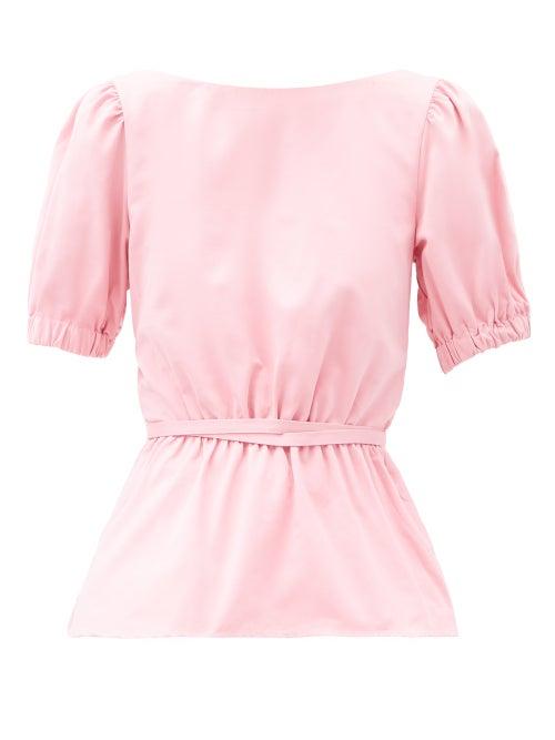 Matchesfashion.com Staud - Marie Open-back Cotton-blend Top - Womens - Pink