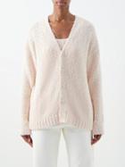 Altu - Drop-shoulder Boucl Cardigan - Womens - Light Pink