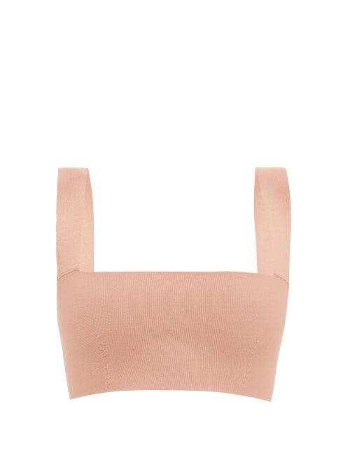Victoria Beckham - Square-neck Jersey Cropped Top - Womens - Nude
