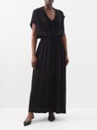 Raey - Gathered-neck Shirred-waist Maxi Dress - Womens - Black
