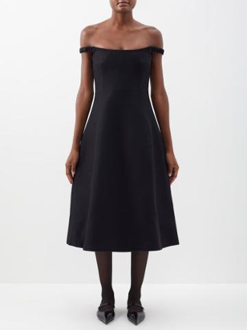 Khaite - Uma Off-the-shoulder Wool-blend Corset Dress - Womens - Black