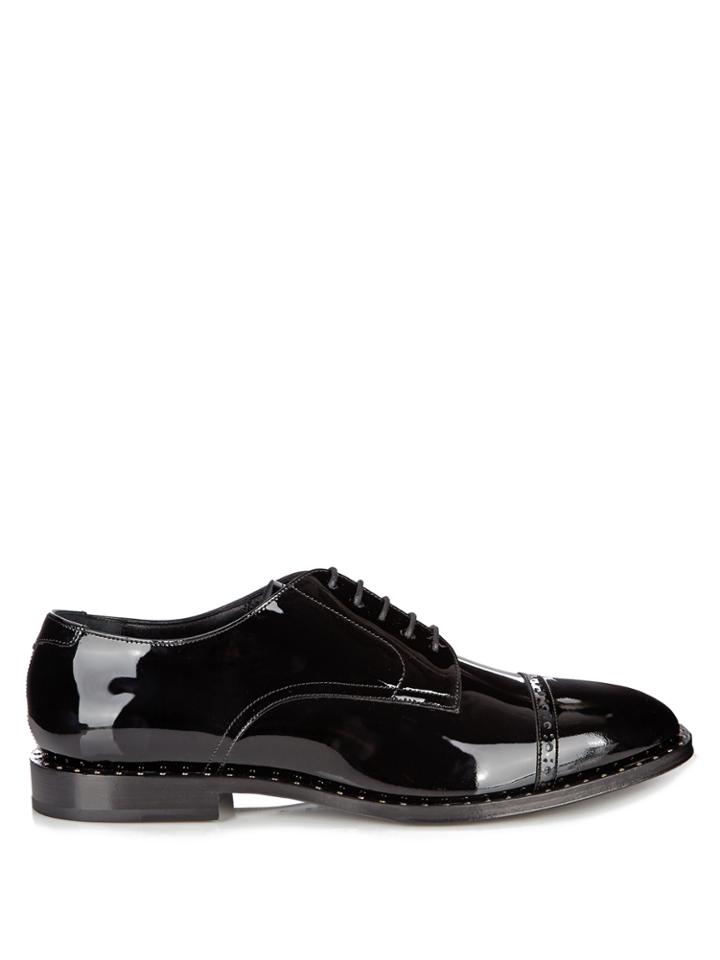 Jimmy Choo Penn Patent-leather Studded Derby Shoes