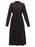 Matchesfashion.com Jil Sander - Stand-collar Belted Twill Shirt Dress - Womens - Black