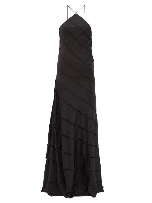 16arlington - Santana Halterneck Cutout Satin Gown - Womens - Black