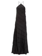 16arlington - Santana Halterneck Cutout Satin Gown - Womens - Black