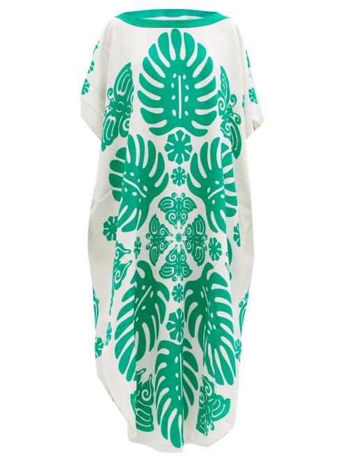 Matchesfashion.com Hester Bly - Taimani Silk-crepe Kaftan - Womens - Green