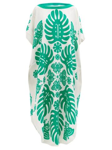 Matchesfashion.com Hester Bly - Taimani Silk-crepe Kaftan - Womens - Green
