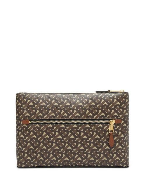 Matchesfashion.com Burberry - Duncan Monogram-print Coated-canvas Pouch - Mens - Brown