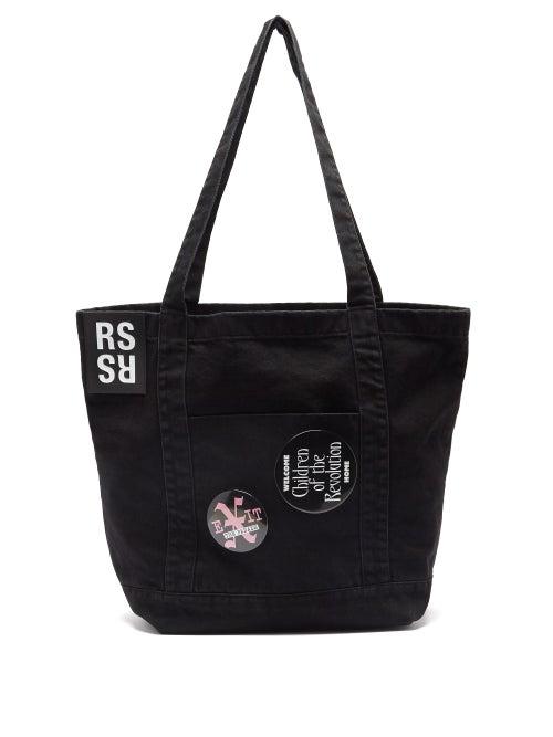 Matchesfashion.com Raf Simons - Pin-embellished Denim Tote Bag - Mens - Black