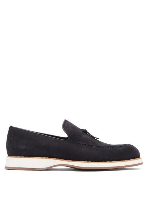 Matchesfashion.com Brioni - Stacked-midsole Suede Loafers - Mens - Dark Navy