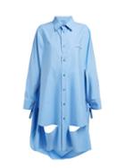 Matchesfashion.com Maison Margiela - Cut Out Detail Longline Cotton Shirt - Womens - Blue