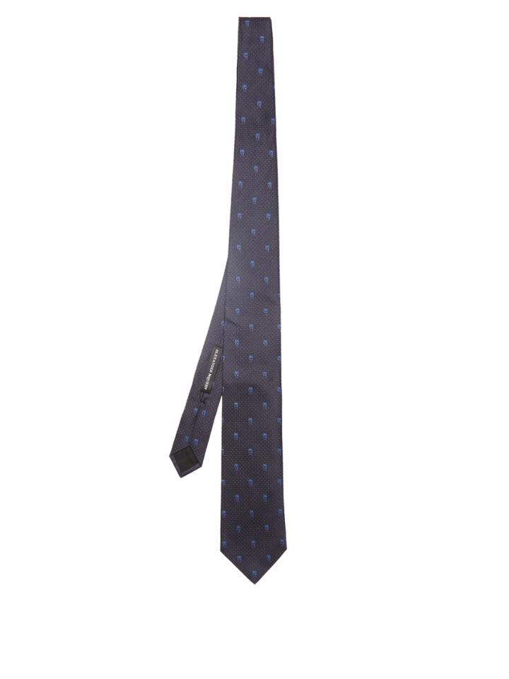 Alexander Mcqueen Polka-dot And Scull Silk Tie