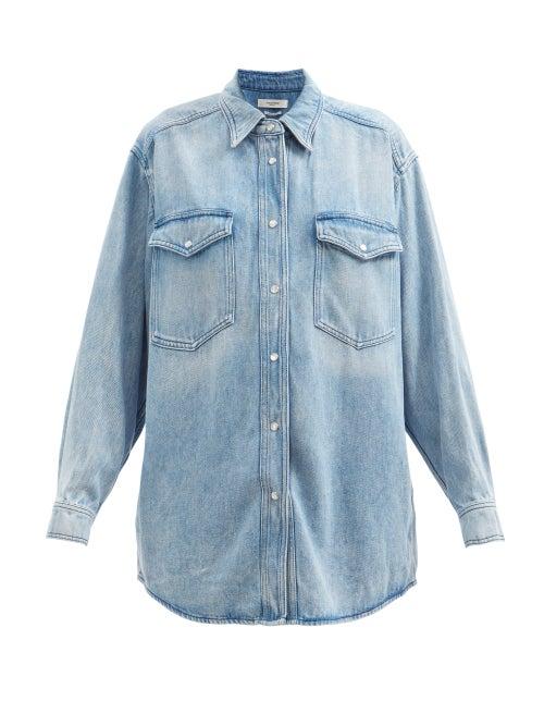 Isabel Marant Toile - Tania Lyocell-denim Shirt - Womens - Light Denim