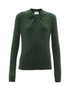 Erdem - Rae Twist-neck Cotton-blend Cable-knit Sweater - Womens - Green