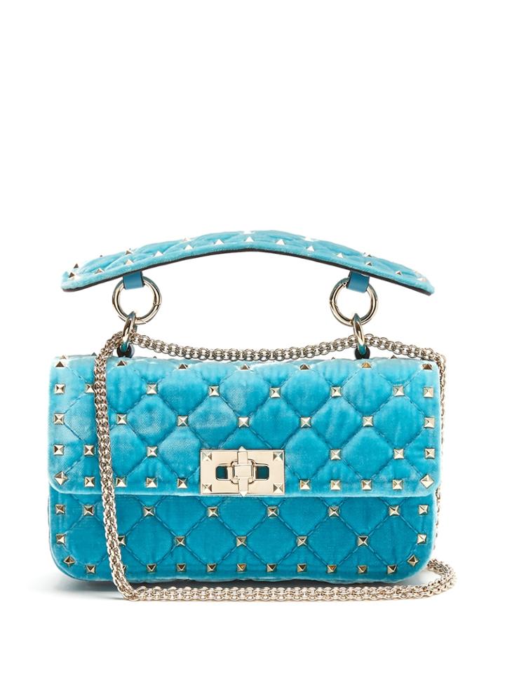 Valentino Rockstud Spike Small Quilted-velvet Shoulder Bag