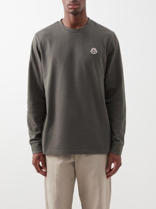 Moncler - Logo-patch Cotton-piqu Sweatshirt - Mens - Grey