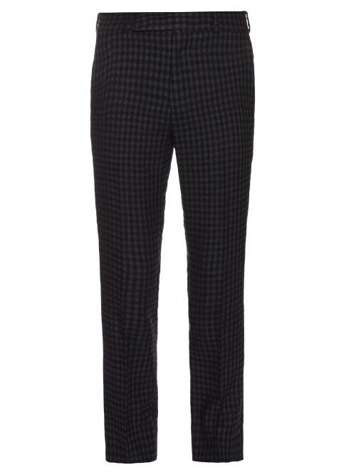 Paul Smith Checked Slim-leg Wool And Linen-blend Trousers