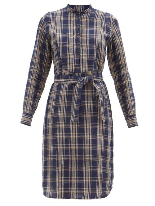 Matchesfashion.com A.p.c. - Raquel Plaid Linen Shirtdress - Womens - Navy