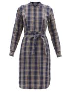 Matchesfashion.com A.p.c. - Raquel Plaid Linen Shirtdress - Womens - Navy