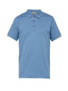 Matchesfashion.com Burberry - Logo Embroidered Cotton Piqu Polo Shirt - Mens - Light Blue