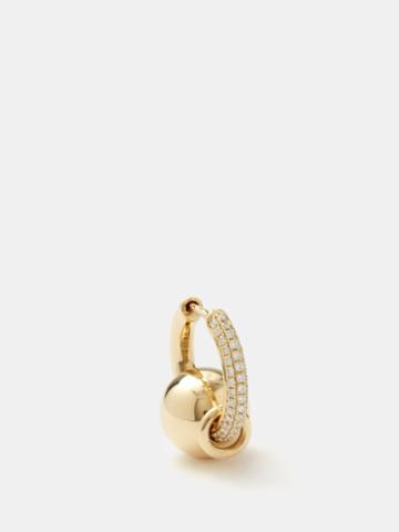 Rainbow K - Pierced Diamond & 14kt Gold Single Earring - Womens - Gold Multi