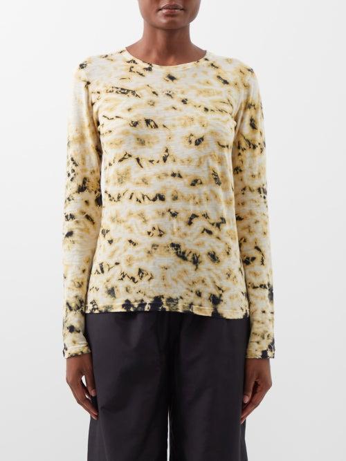 Proenza Schouler - Tie-dyed Cotton-jersey Long-sleeved T-shirt - Womens - Yellow Multi
