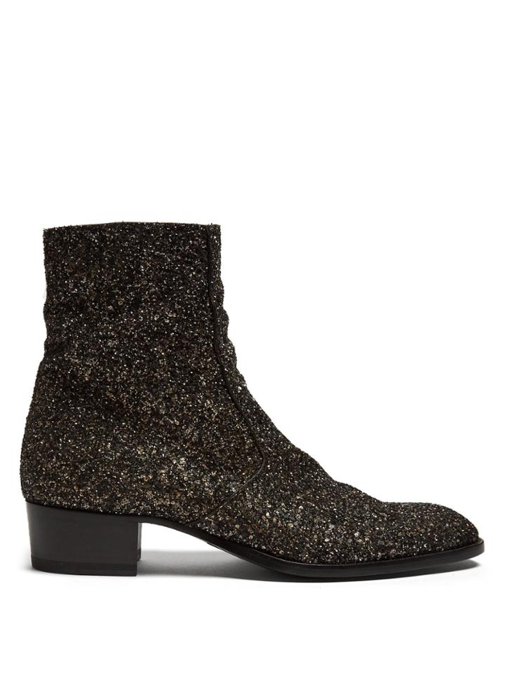 Saint Laurent Wyatt Glitter Chelsea Boots