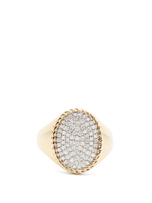 Matchesfashion.com Yvonne Lon - Diamond & Gold Signet Ring - Womens - Yellow Gold