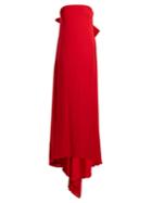Oscar De La Renta Bow-detail Strapless Silk Gown