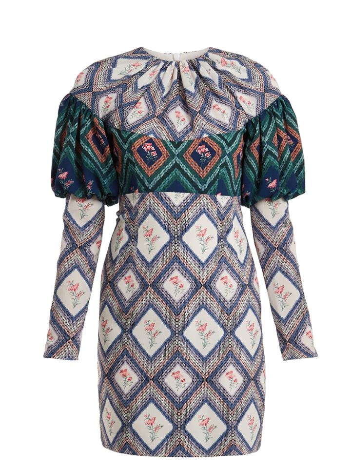 Emilia Wickstead Lavinia Tapestry-print Gathered Crepe Mini Dress