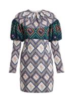 Emilia Wickstead Lavinia Tapestry-print Gathered Crepe Mini Dress