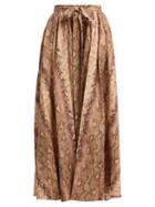 Matchesfashion.com Emilia Wickstead - Python Print High Rise Linen Maxi Skirt - Womens - Pink Print